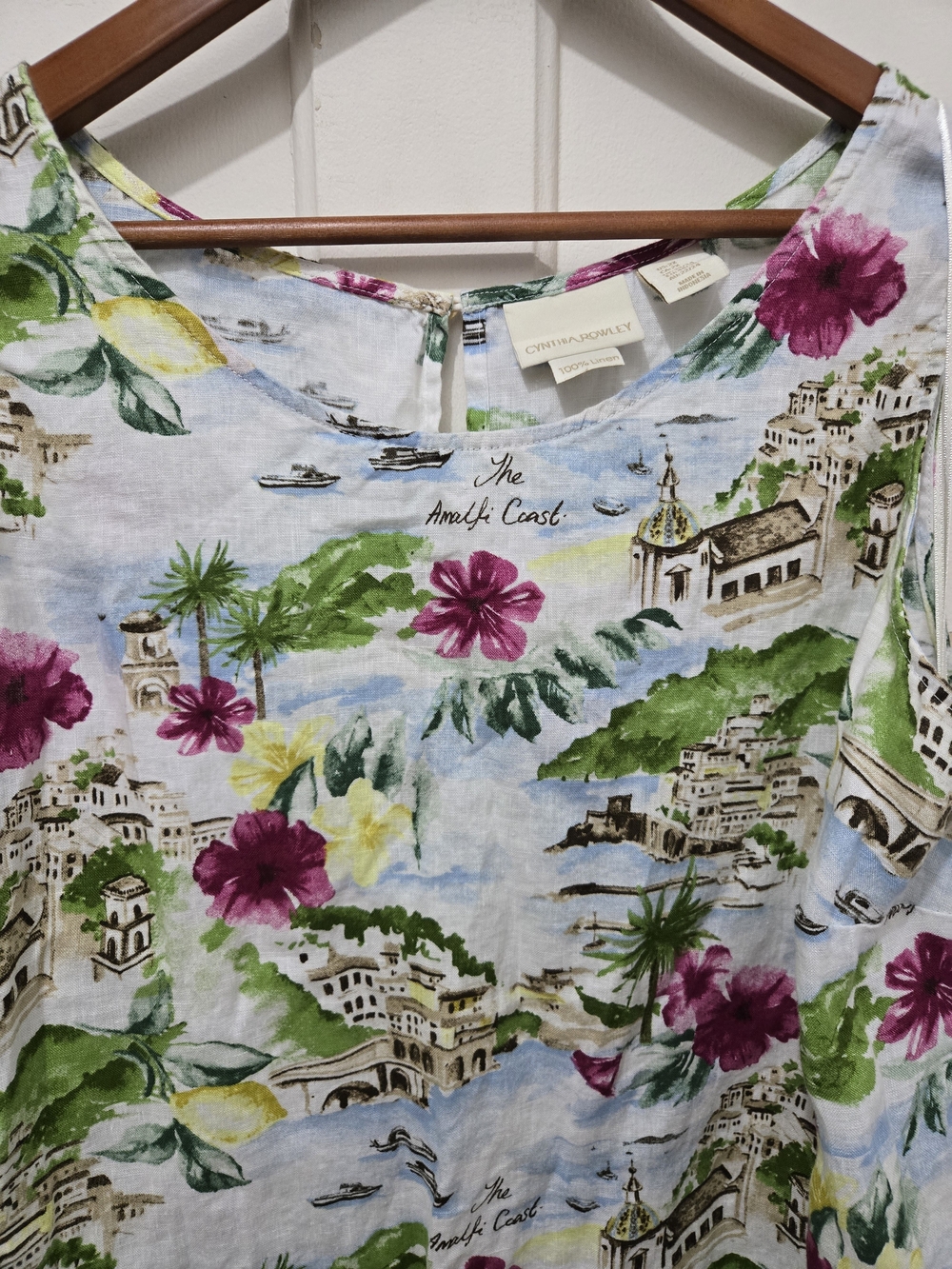 Cynthia Rowley White Sleeveless Mini Dress with Pink & Green Floral Print 2-3x - Picture 3 of 4